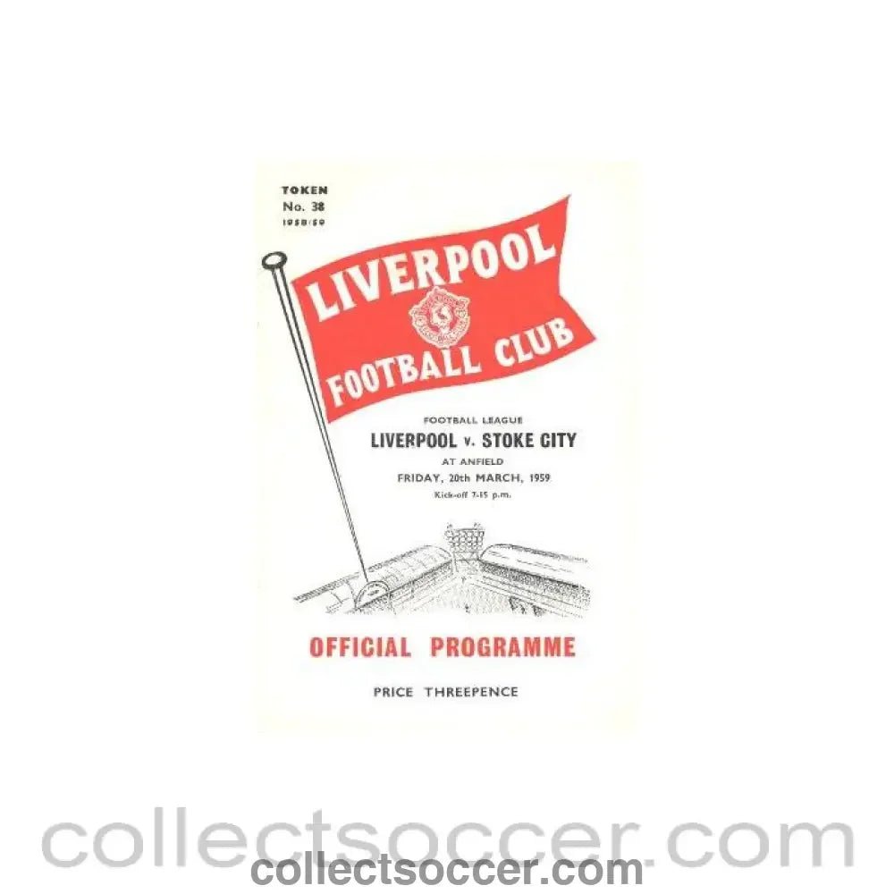 1959 - Liverpool v Stoke City official programme 20/03/1959 - Collect Soccer