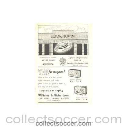1959 - Luton Town vChelsea official programme 17/10/1959 - Collect Soccer
