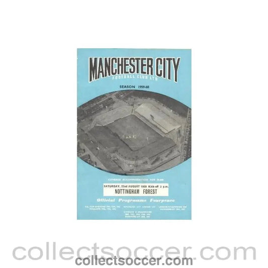 1959 - Manchester City v Nottingham Forest official programme 22/08/1959 - Collect Soccer