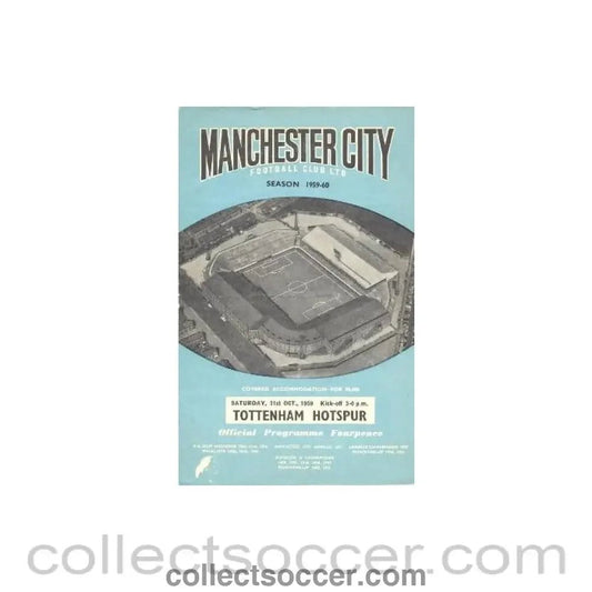1959 - Manchester City v Tottenham Hotspur official programme 31/10/1959 - Collect Soccer