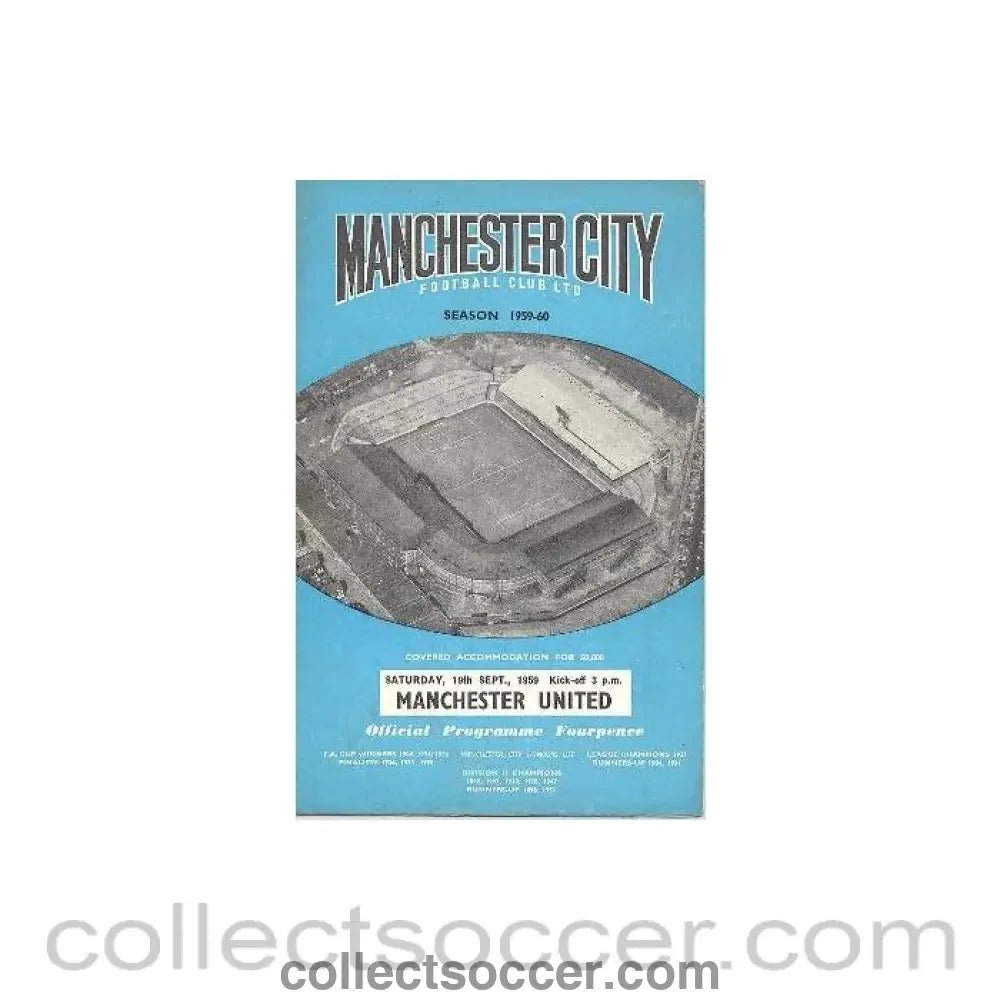 1959 - Manchester City v Manchester United official programme 19/09/1959, half price - Collect Soccer