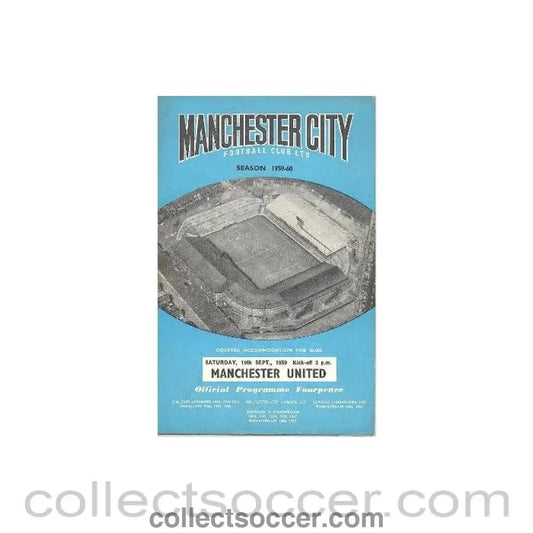 1959 - Manchester City v Manchester United official programme 19/09/1959, half price - Collect Soccer