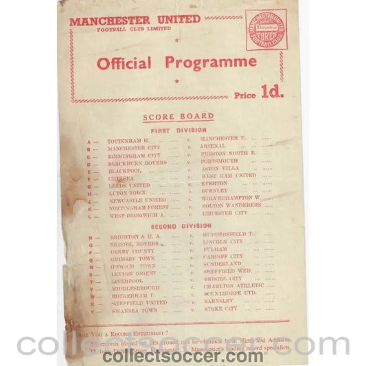 1959 - Manchester United Reserves v Newcastle United Reserves 7/2/1959 Official Football Programme - Collect Soccer