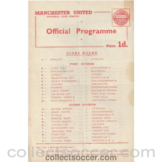 1959 - Manchester United Reserves v Preston North End Reserves 11/4/1959 Official Football Programme - Collect Soccer
