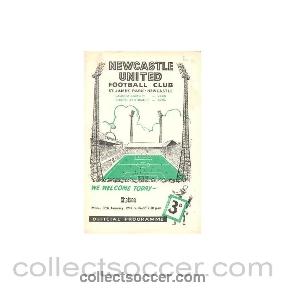 1959 - Newcastle United vChelsea official programme 19/01/1959 - Collect Soccer