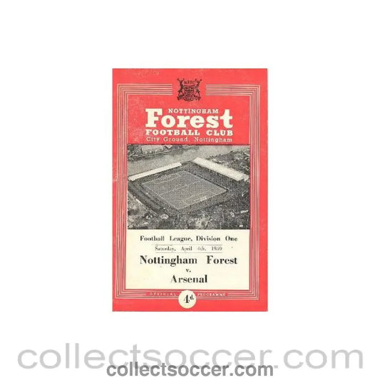 1959 - Nottingham Forest v Arsenal official programme 04/04/1959 Football League - Collect Soccer