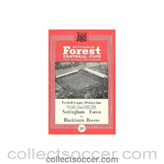 1959 - Nottingham Forest v Blackburn Rovers official programme 29/08/1959 Football League - Collect Soccer
