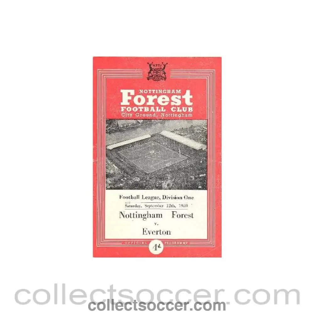 1959 - Nottingham Forest v Everton official programme 12/09/1959 Football League - Collect Soccer