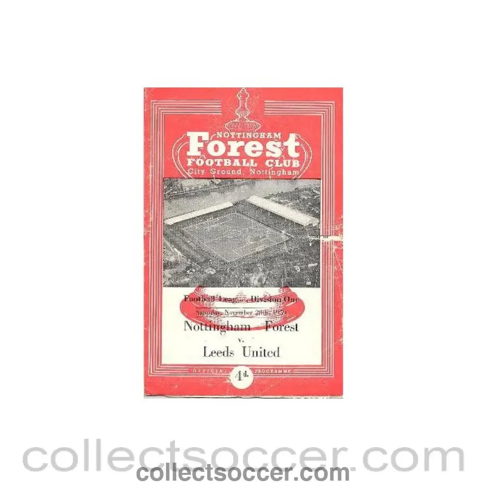 1959 - Nottingham Forest v Leeds United official programme 28/11/1959 Football League - Collect Soccer
