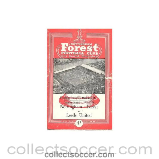 1959 - Nottingham Forest v Leeds United official programme 28/11/1959 Football League - Collect Soccer