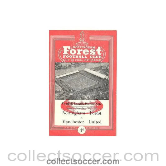 1959 - Nottingham Forest v Manchester United official programme 12/12/1959 Football League - Collect Soccer