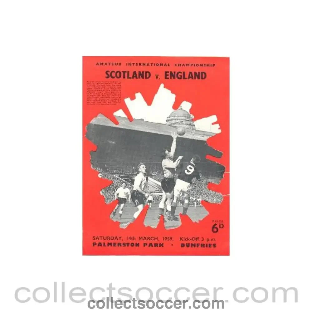1959 - Scotland v England official programme Amateur International 14/03/1959