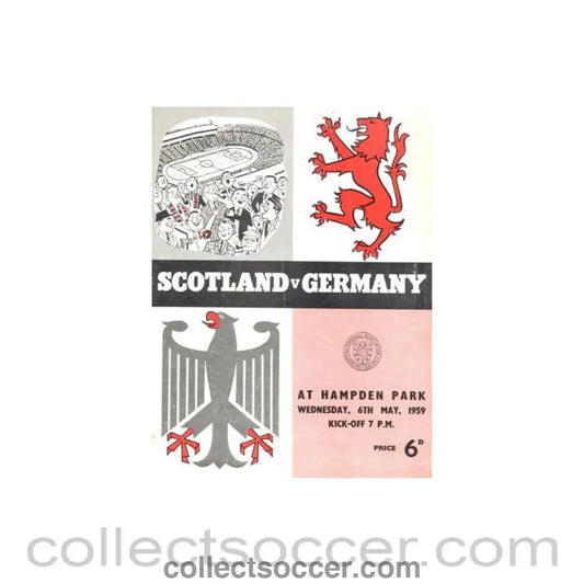 1959 Scotland v Germany official programme 06/05/1959 at Hampden Park - Collect Soccer