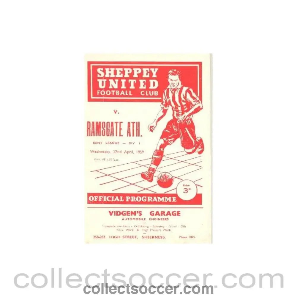 1959 - Sheppey United v Ramsgate official programme 22/04/1959 - Collect Soccer