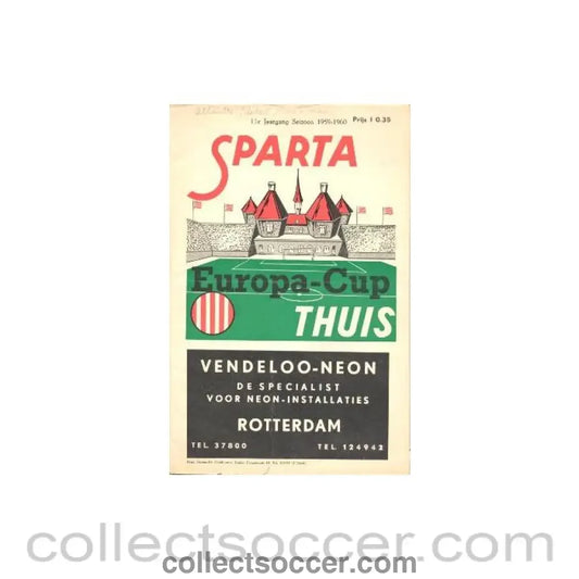 1959 - Sparta Rotterdam v Glasgow Rangers official programme 1959-1960