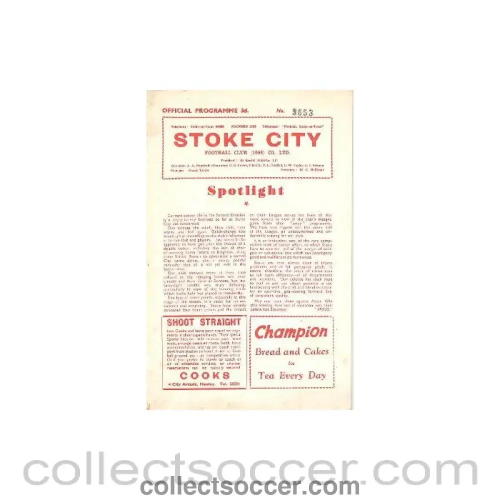 1959 - Stoke City v Aston Villa official programme 30/09/1959 Football League - Collect Soccer