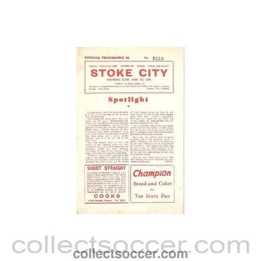 1959 - Stoke City v Aston Villa official programme 30/09/1959 Football League - Collect Soccer