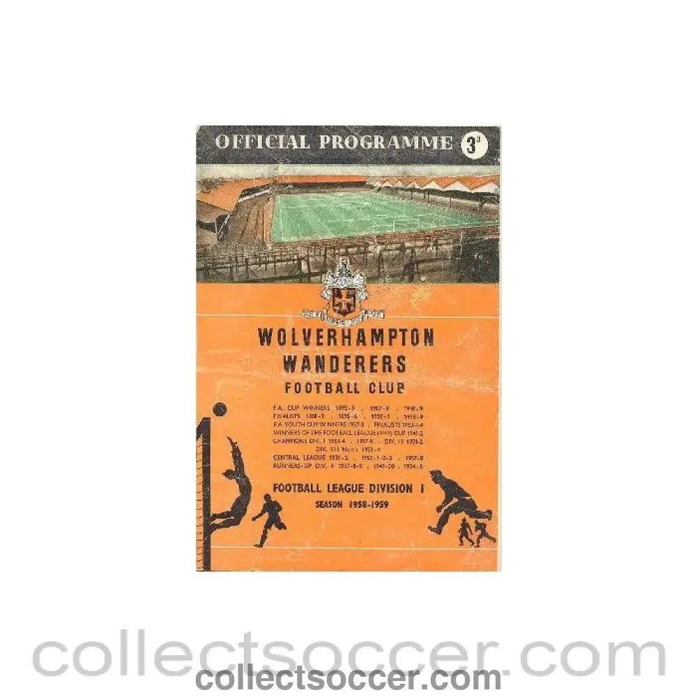 1959 - Wolverhampton Wanderers v Bolton Wanderers official programme 24/01/1959 F.A. Cup - Collect Soccer