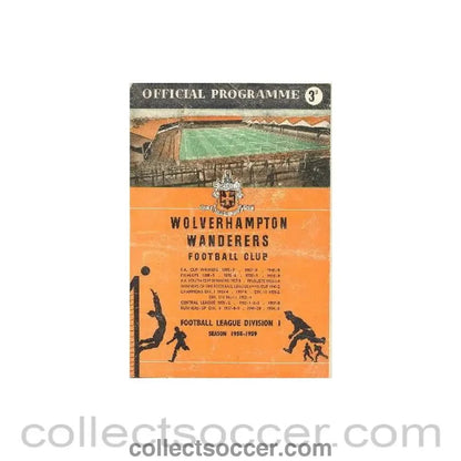 1959 - Wolverhampton Wanderers v Bolton Wanderers official programme 24/01/1959 F.A. Cup - Collect Soccer