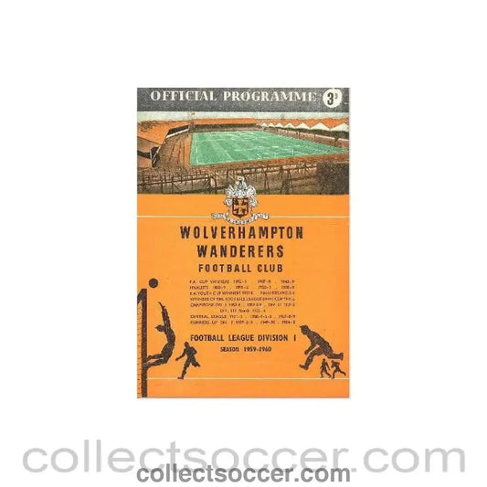 1959 - Wolverhampton Wanderers v Red Star Belgrade official programme 24/11/1959 European Cup - Collect Soccer