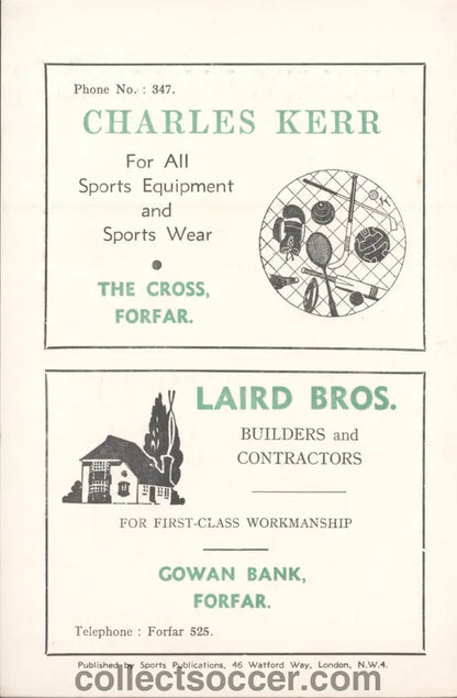 1960/61 Forfar Athletic Handbook