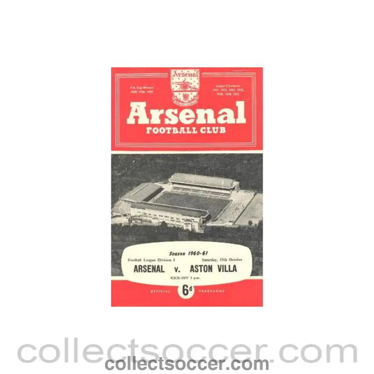 1960 - Arsenal v Aston Villa official programme 15/10/1960