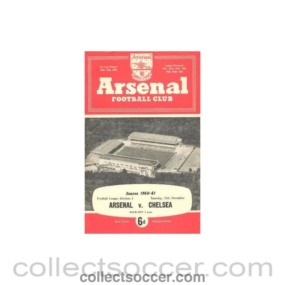 1960 - Arsenal v Chelsea official programme 12/11/1960 - Collect Soccer