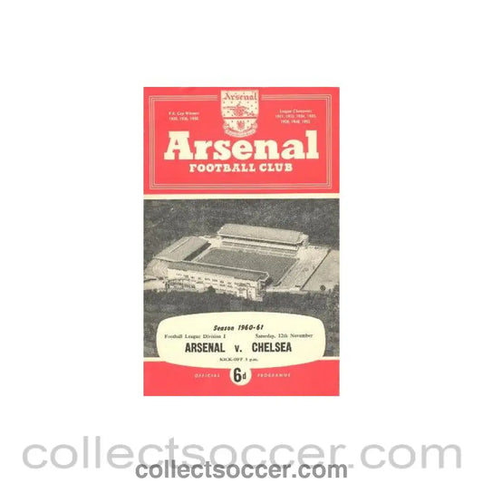 1960 - Arsenal v Chelsea official programme 12/11/1960