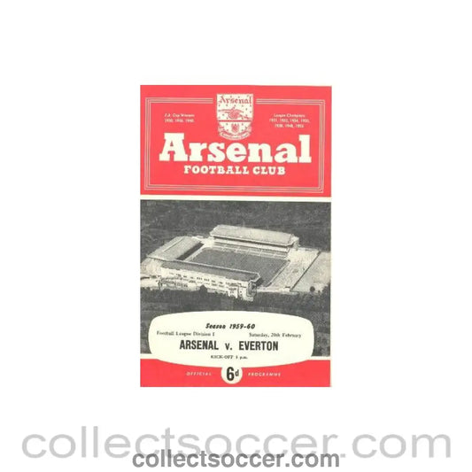 1960 - Arsenal v Everton official programme 20/02/1960