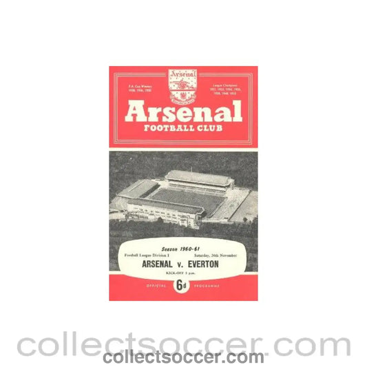 1960 - Arsenal v Everton official programme 26/11/1960