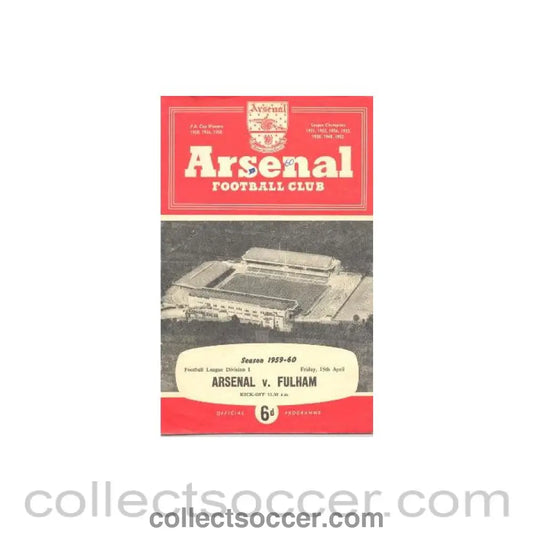 1960 - Arsenal v Fulham official programme 15/04/1960