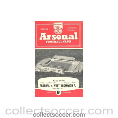 1960 - Arsenal v West Bromwich Albion official programme 01/10/1960