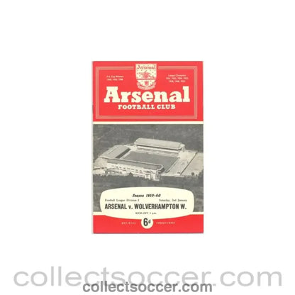 1960 - Arsenal v Wolverhampton W. official programme 02/01/1960