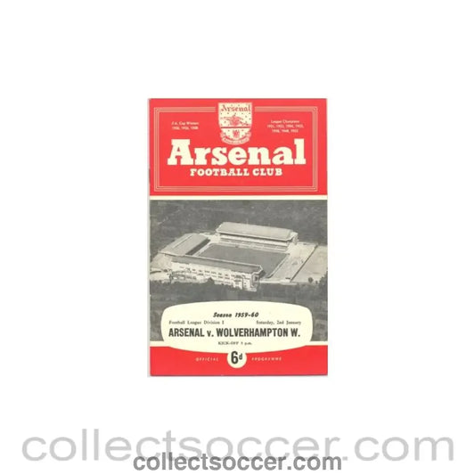 1960 - Arsenal v Wolverhampton W. official programme 02/01/1960
