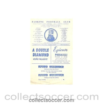 1960 - Barking v Wimbledon official programme probably early1960's - Collect Soccer