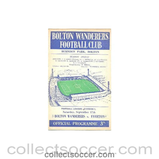 1960 - Bolton Wanderers v Everton official programme 17/09/1960