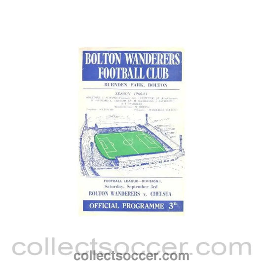 1960 - Bolton Wanderers vChelsea official programme 03/09/1960