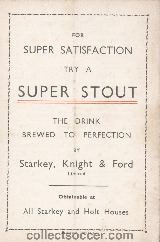 1960 Bridgwater Town v Hereford FA Cup 1st Round Official Programme