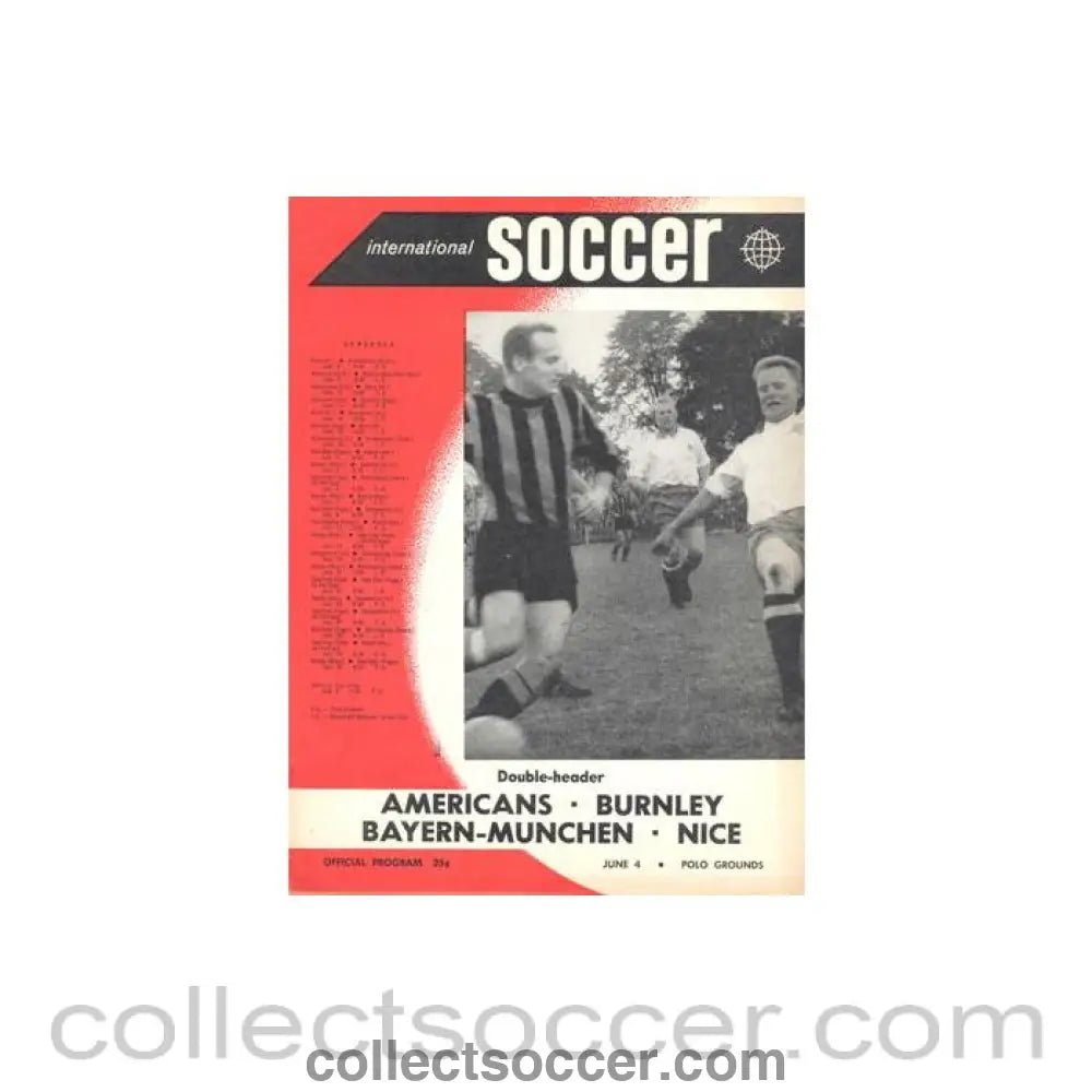 1960 - Burnley, Americans, Bayern Munich and Nice in the USA official programme of Season 1960 - 1961 - Collect Soccer