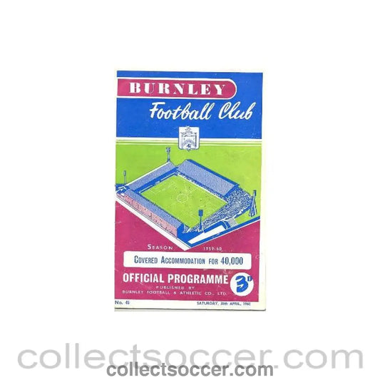 1960 - Burnley v Fulham official programme 30/04/1960