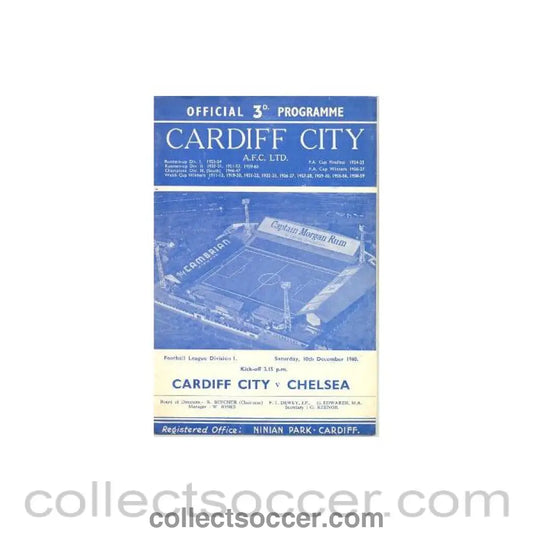 1960 - Cardiff City v Chelsea official programme 10/12/1960