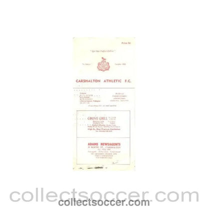 1960 - Carshalton v Wimbledon official programme probably early1960's - Collect Soccer