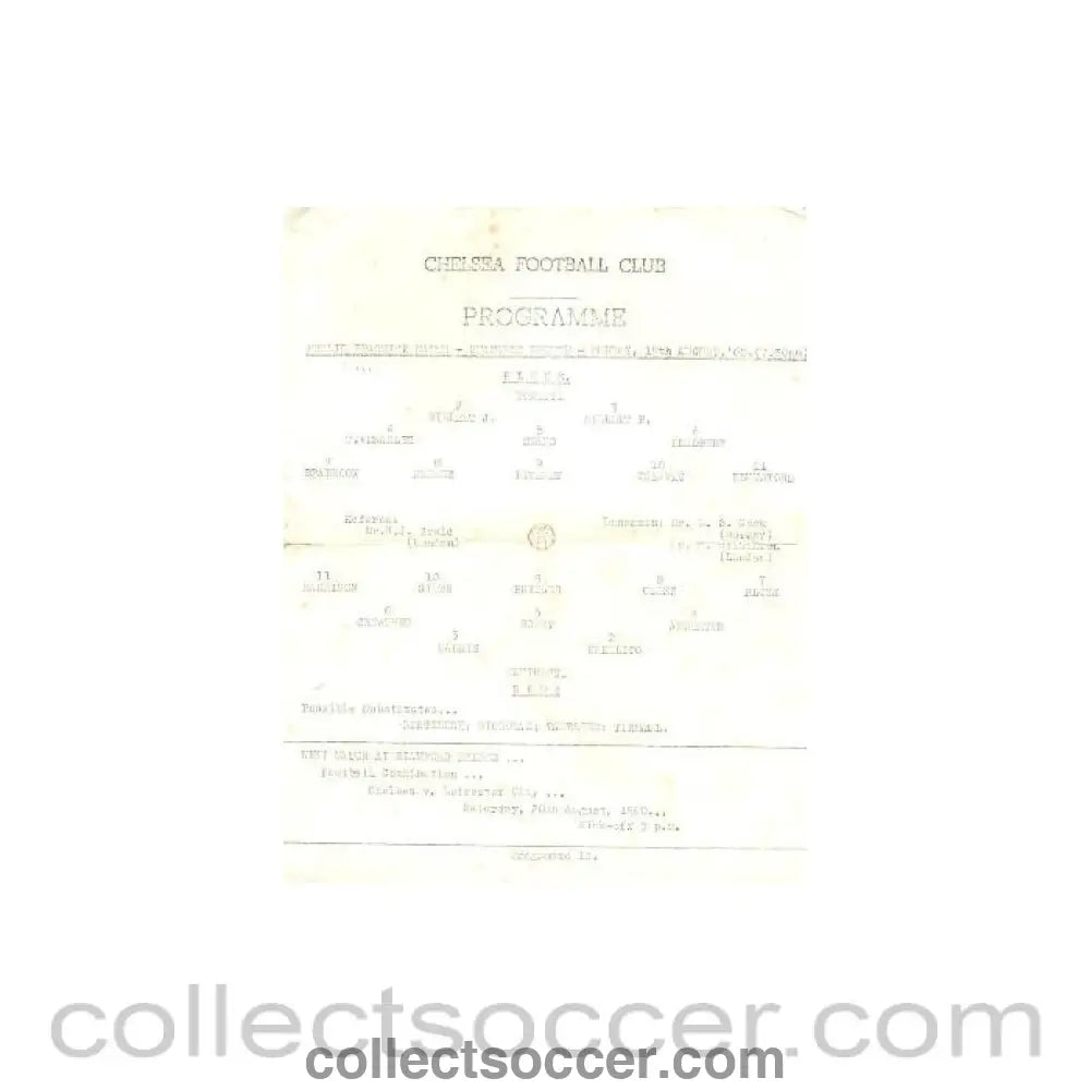 1960 - Chelsea practice match official programme 15/08/1960