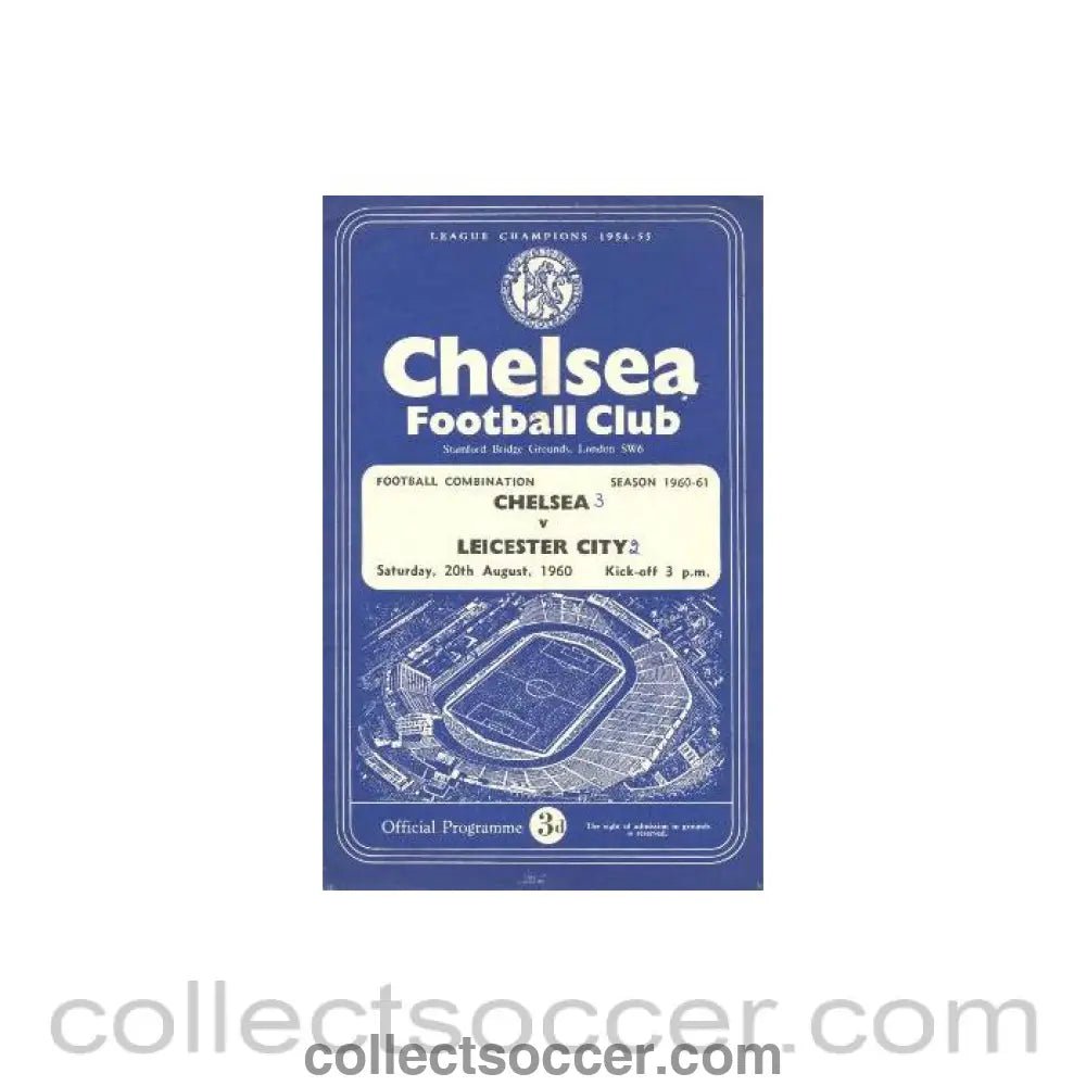 1960 - Chelsea Reserves v Leicester Reserves official programme 20/08/1960 - Collect Soccer