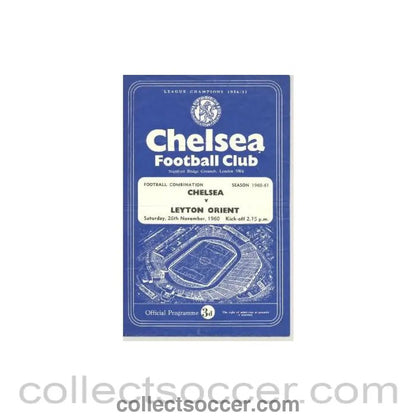 1960 - Chelsea Reserves v Leyton Orient Reserves official programme 26/11/1960 - Collect Soccer