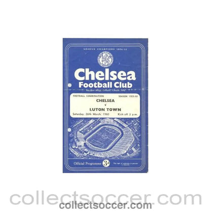 1960 - Chelsea Reserves v Luton Reserves official programme 26/03/1960 - Collect Soccer