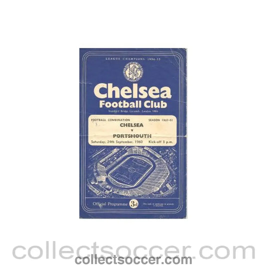 1960 - Chelsea Reserves v Portsmouth Reserves official programme 24/09/1960