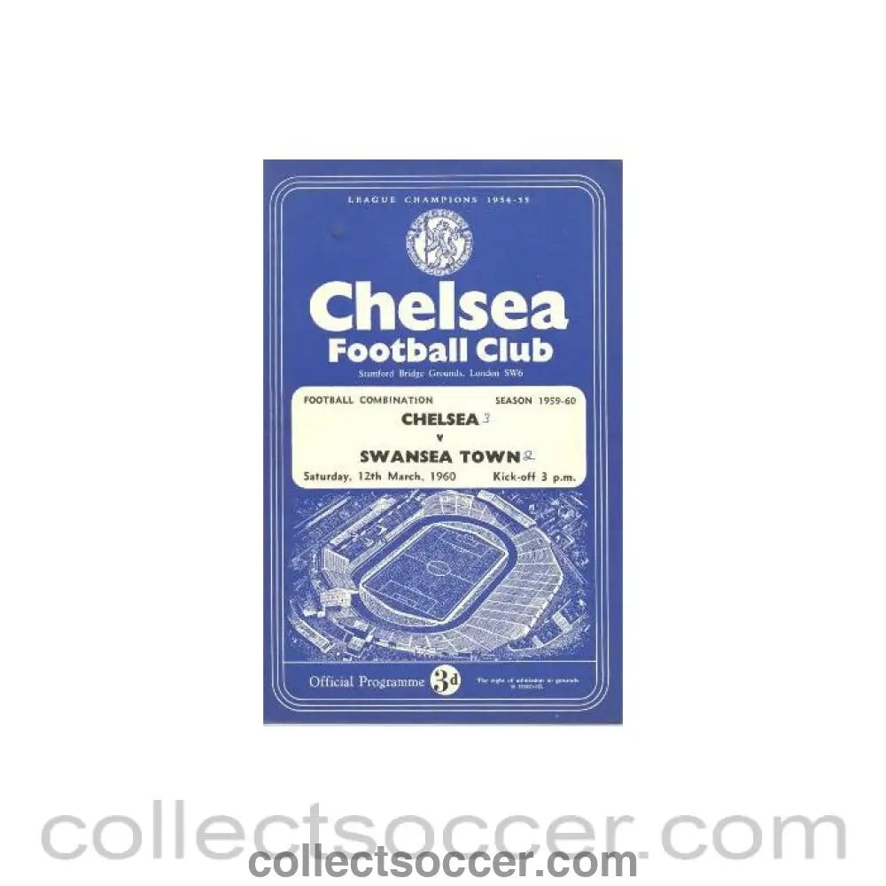 1960 - Chelsea Reserves v Swansea Reserves official programme 12/03/1960 - Collect Soccer