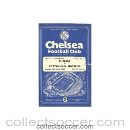1960 - Chelsea Reserves v Tottenham Hotspur Reserves official programme 18/04/1960 - Collect Soccer