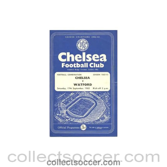 1960 - Chelsea Reserves v Watford Reserves official programme 17/09/1960
